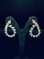 ⁦Diamond  Earrings on 18 K White Gold With Yellow Stone⁩ - الصورة ⁦2⁩