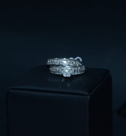 Diamond Ring Twins on 18 K White Gold