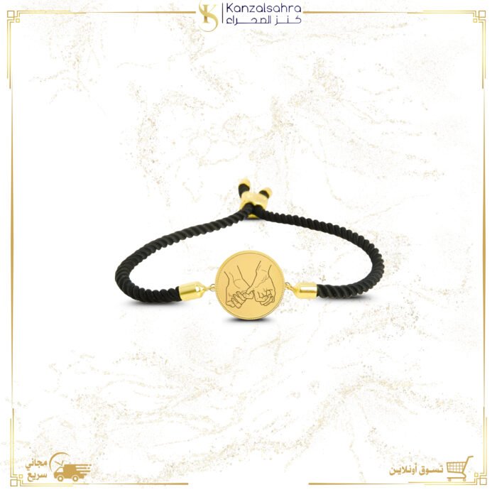 ⁦اسوارة مع قطعة ذهب دائريه 2.5جرام تصميم اليد عيار 24 قيراط⁩ - الصورة ⁦1⁩